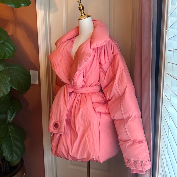 Bbxbrand Jackets & Blazers - BBX flamingo Pink Belted Women's Puffer Coat